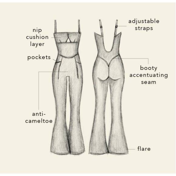 BLOGILATES Peek A Boo‎ Onesie 1X Plus Jumpsuit Flare Leg Pilates Workout NWT - Picture 4 of 16